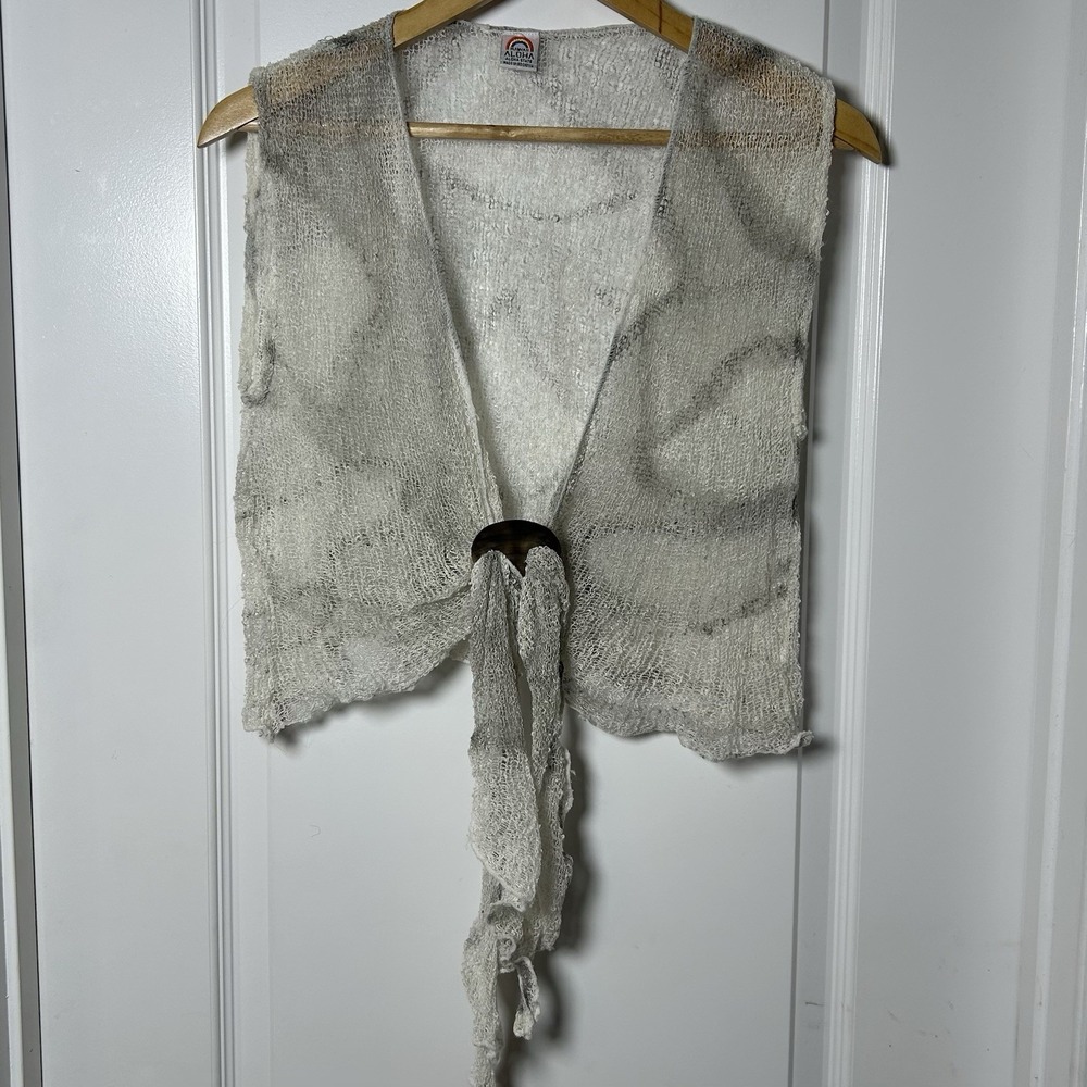 Hawaii Aloha Aloha State Sleeveless Open Front Sheer Loosley Woven Rayon Coverup